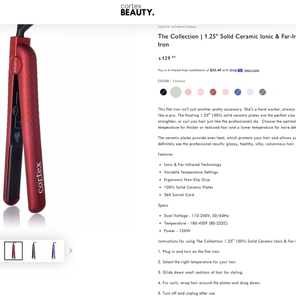 Crimson Red Cortex Ceramic Ionic Flat Iron - Picture 2 of 3